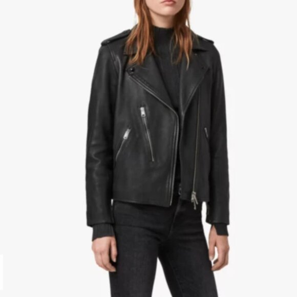 EUC Allsaints Elva leather jacket sz 2 - Picture 10 of 11